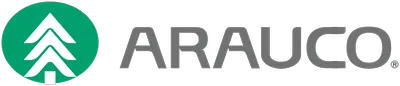 Logotipo horizontal representativo de la empresa Arauco, desarrolla productos en base a recursos forestales renovables.